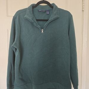 John Ashford Forest Green Quarter Zip-Up Sweater Size Medium